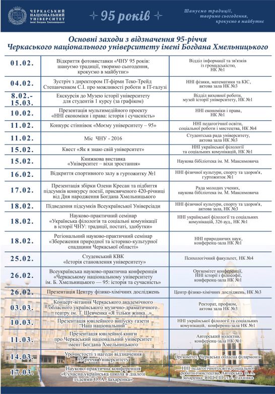 Заходи з відзначення 95-річчя ЧНУ
